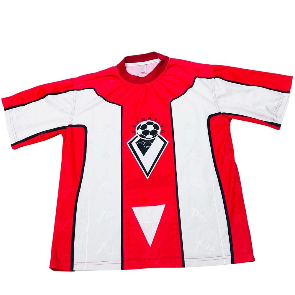 Vintage Soccer Football Jersey Men Size Medium - Large #1 White Red Polyester